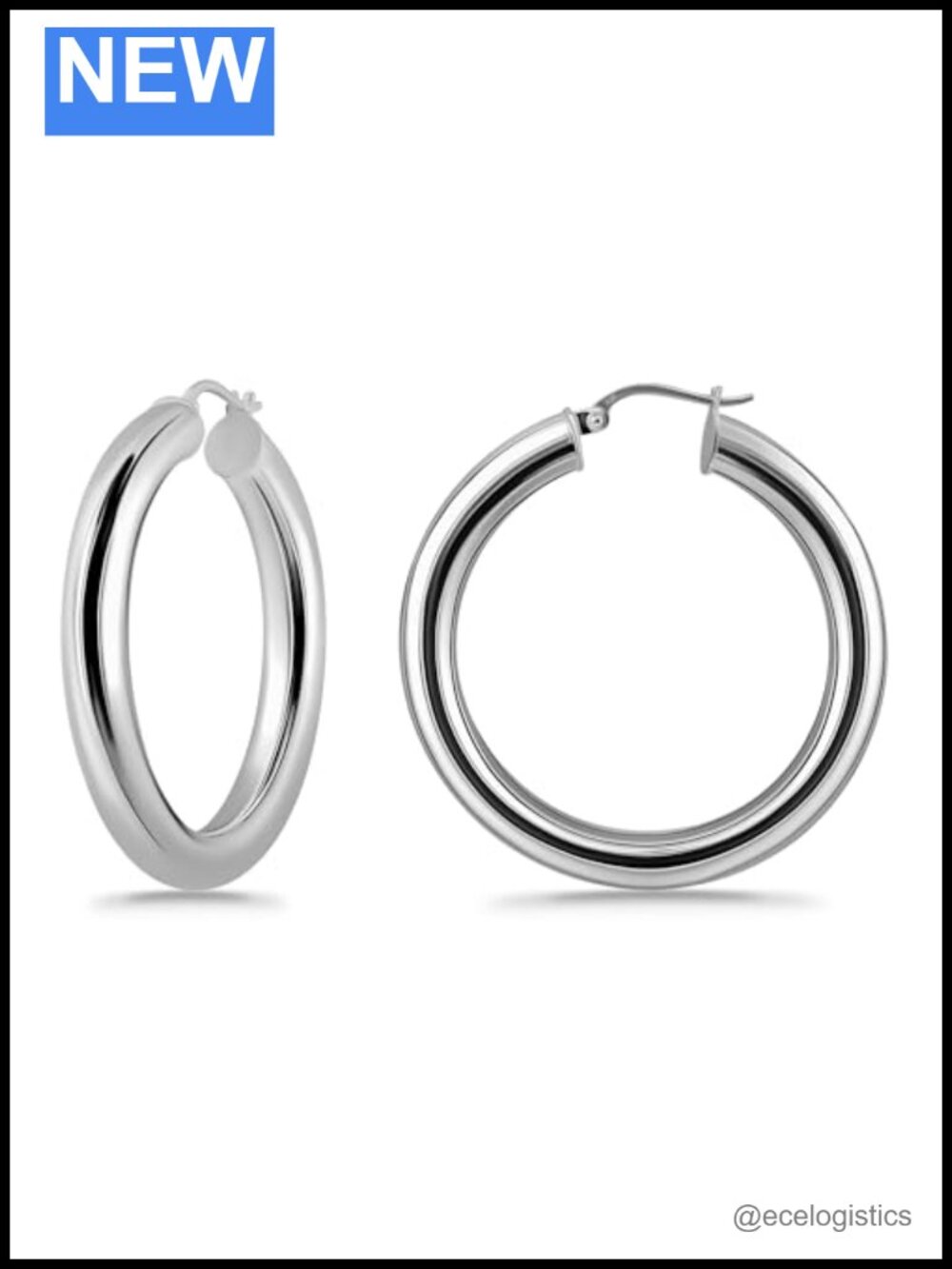 925 Sterling Silver 5mm Chunky Click-Top Hoop Earrings for Women